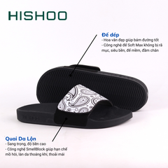 Dép quai ngang da bò Xé dán Bandana Trắng HISHOO U115