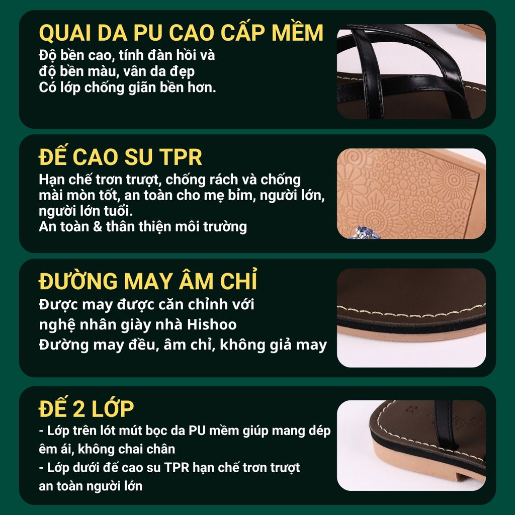 Giày Sandal Nữ Quai Ngang Có Bigsize Hishoo S023