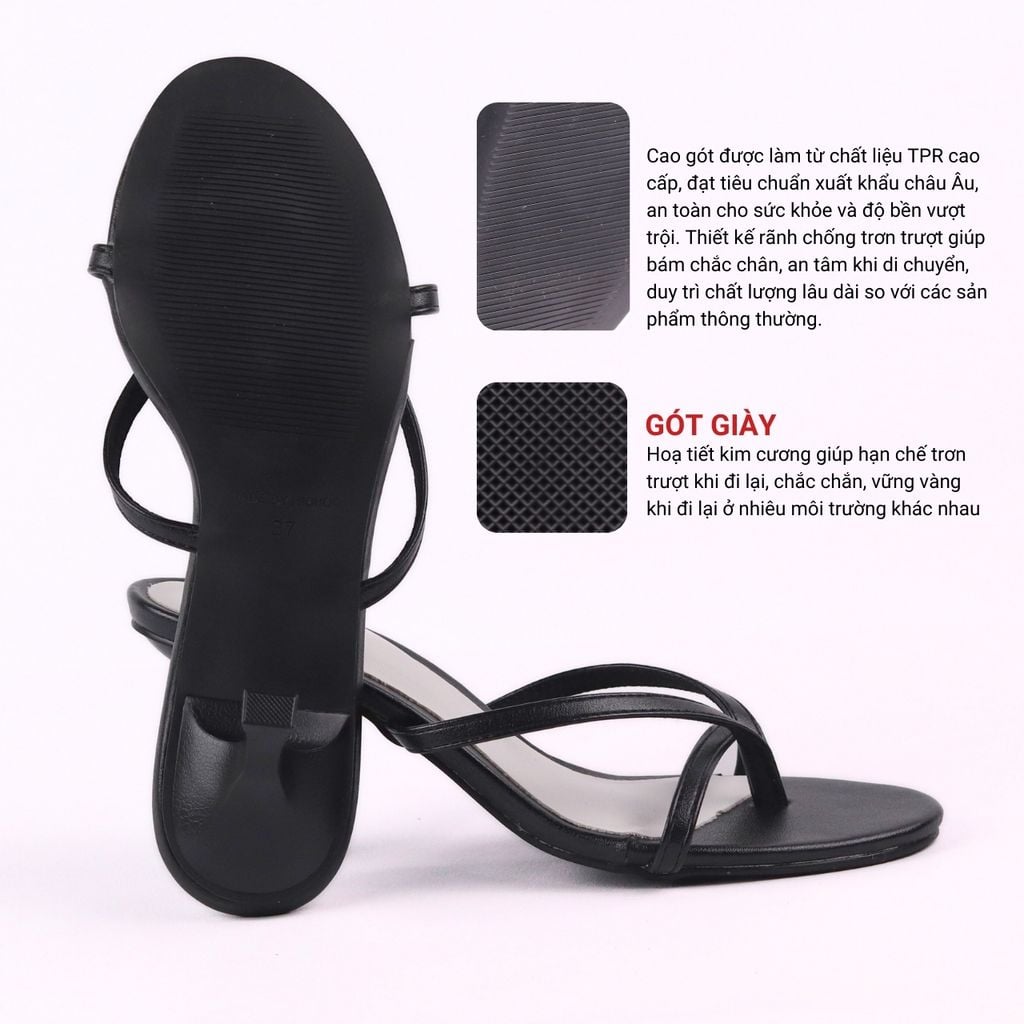 Giày Cao Gót Cao 7cm Quai Mảnh Hishoo S016