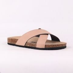 Dép đế trấu birken quai ngang chéo da lộn HISHOO R096