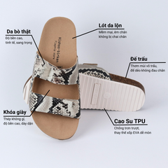 Dép đế trấu birken xé dán Da Rắn HISHOO M105