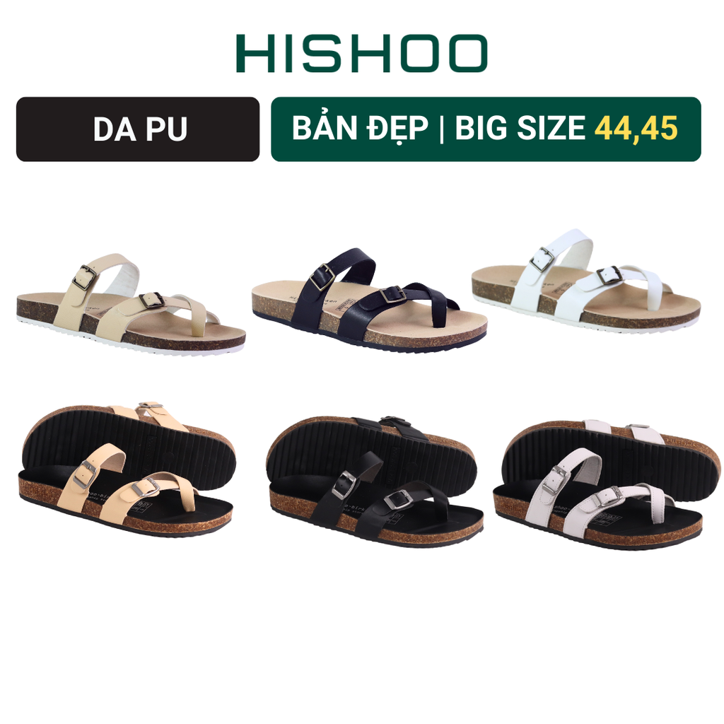 Dép đế trấu birken quai ngang xỏ ngón HISHOO S098