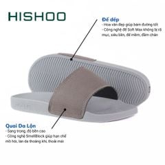 Dép quai ngang da bò Xám da lộn HISHOO U111