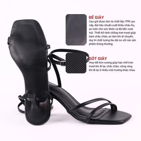 Giày Cao Gót Sandal Quai Mảnh Gót Nhọn 7cm Hishoo S126