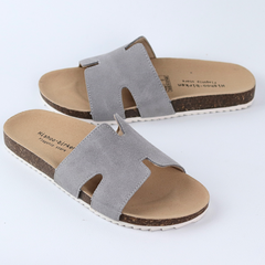 Dép đế trấu birken quai ngang chữ H da lộn HISHOO R095