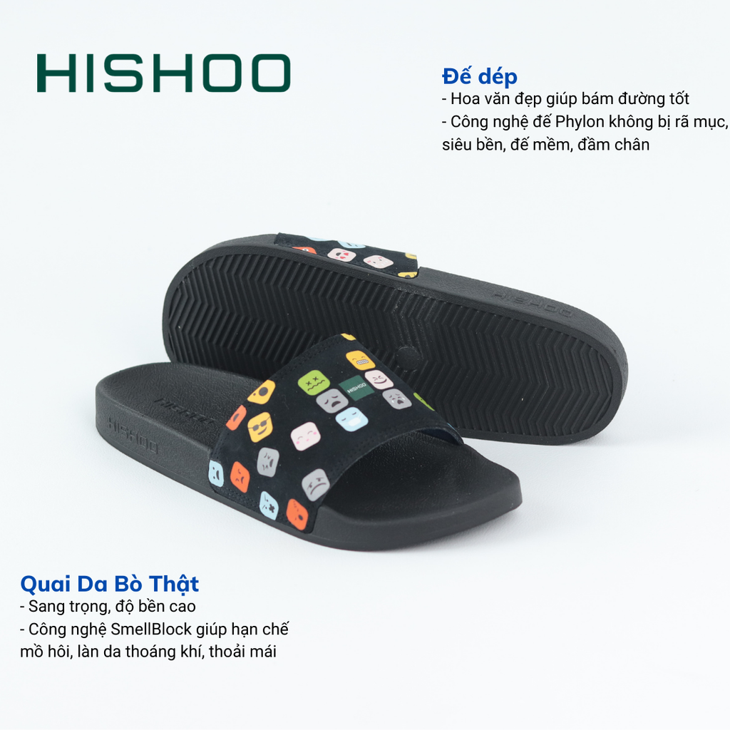 Dép quai ngang da bò lộn Icon Cảm Xúc Emoji HISHOO U112