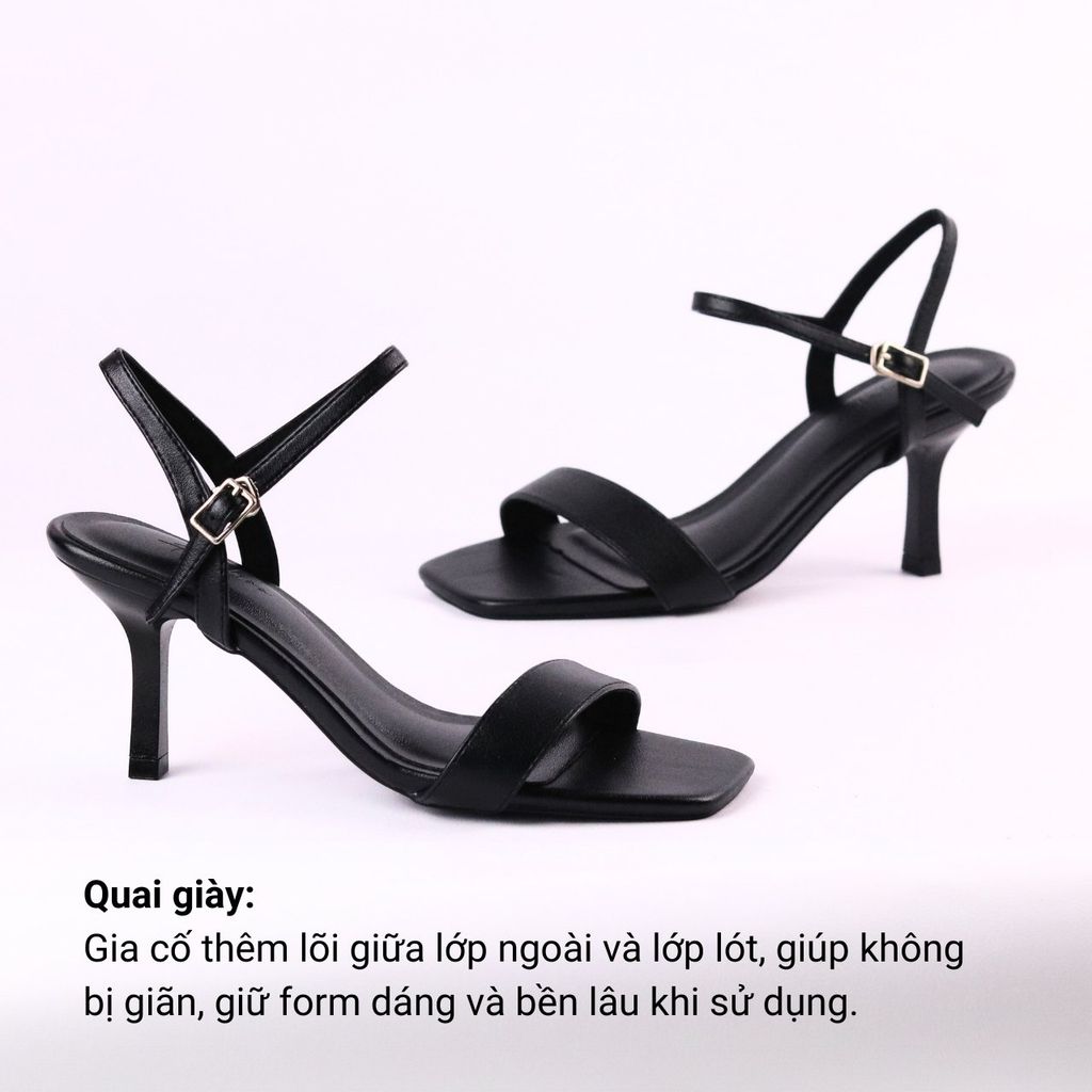 Giày Sandal Cao Gót 7cm Quai Bản Ngang Hishoo S149