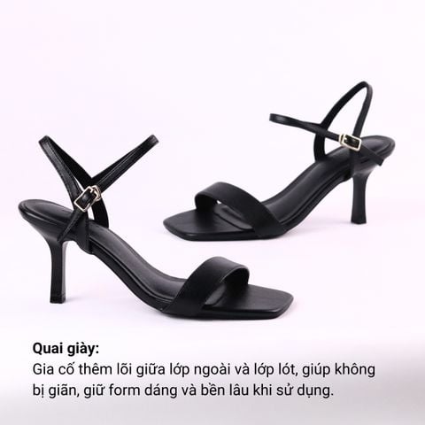 Giày Sandal Cao Gót 7cm Quai Bản Ngang Hishoo S149