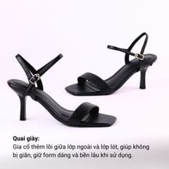 Giày Sandal Cao Gót 7cm Quai Bản Ngang Hishoo S149