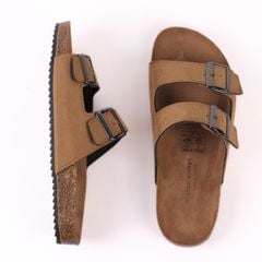 Dép đế trấu birken quai ngang 2 khoá da lộn HISHOO R093