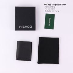 Ví Da Dáng Đứng Nam Nữ Đựng Thẻ [ĐEN] Alpha Da Bò Phụ Kiện Hishoo V004