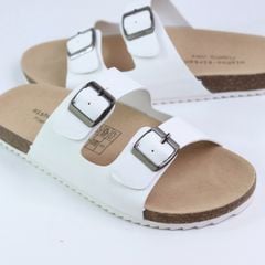 Dép đế trấu birken quai ngang 2 khoá MẶT ĐEN HISHOO S093