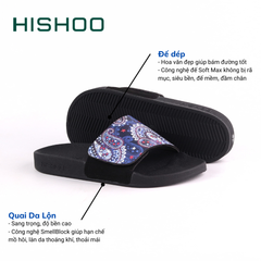 Dép quai ngang da bò Xé dán Bandana Xanh HISHOO U115