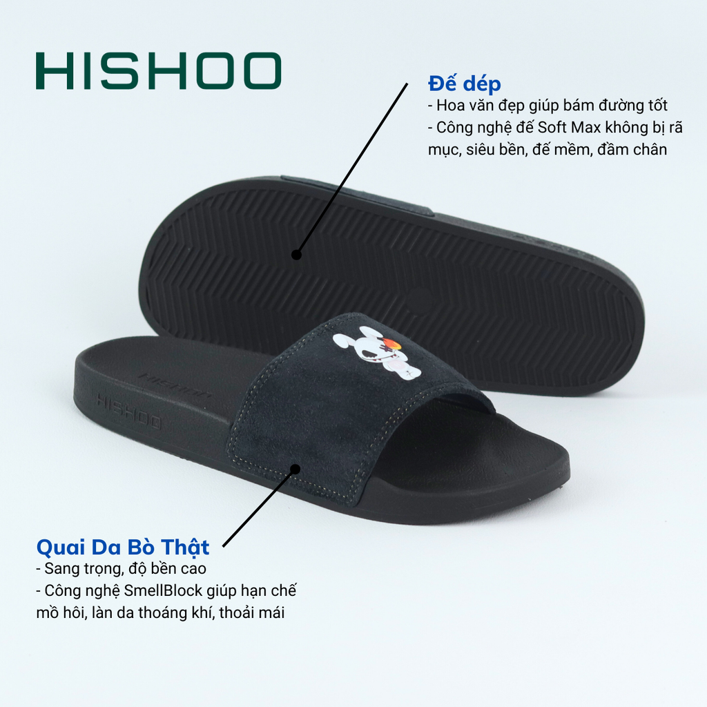 Dép quai ngang da bò lộn Thỏ Chằn Lửa HISHOO U113