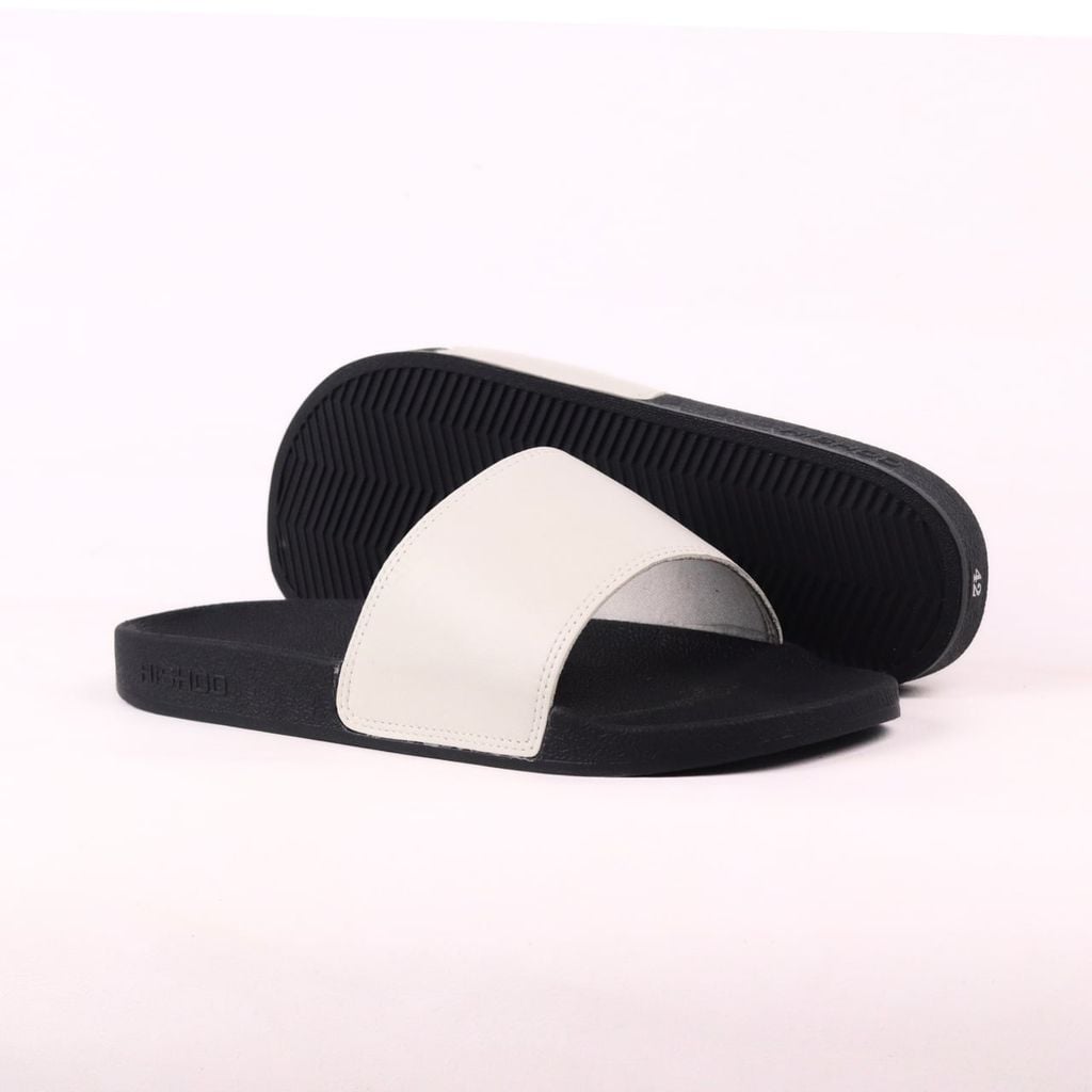 Dép quai ngang da bò Trắng HISHOO U114