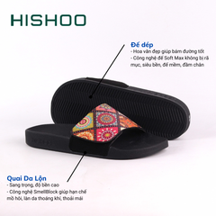 Dép quai ngang da bò Xé dán Gạch Bông HISHOO U115