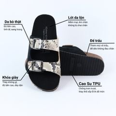 Dép đế trấu birken Da hiếm 2 khoá Hishoo M107