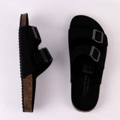 Dép đế trấu birken quai ngang 2 khoá da lộn HISHOO R093
