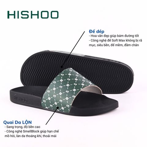 Dép quai ngang da bò HS Monogram HISHOO U113