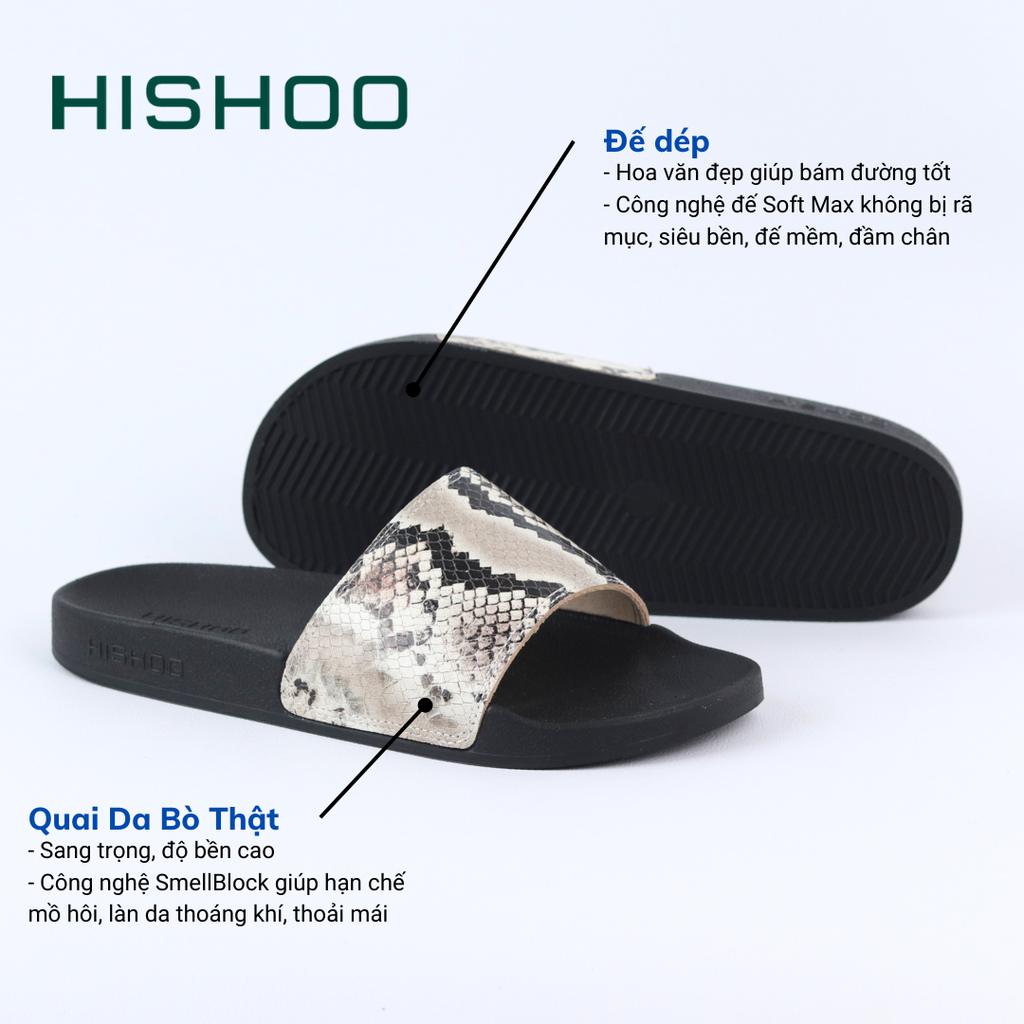 Dép quai ngang Da Rắn HISHOO U114