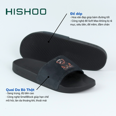 Dép quai ngang da bò lộn Gấu Sáu Bảnh HISHOO U113