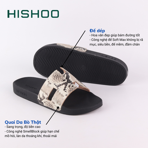 Dép quai ngang Da Rắn Chữ H HISHOO U114