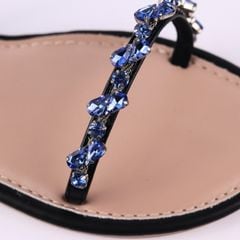 Dép Sandal Nữ Đế Bệt Quai Hậu Dây Mảnh Đính Đá HISHOO S147