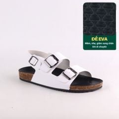Dép đế trấu Sandal birken quai ngang 2 khoá da bò HISHOO M102
