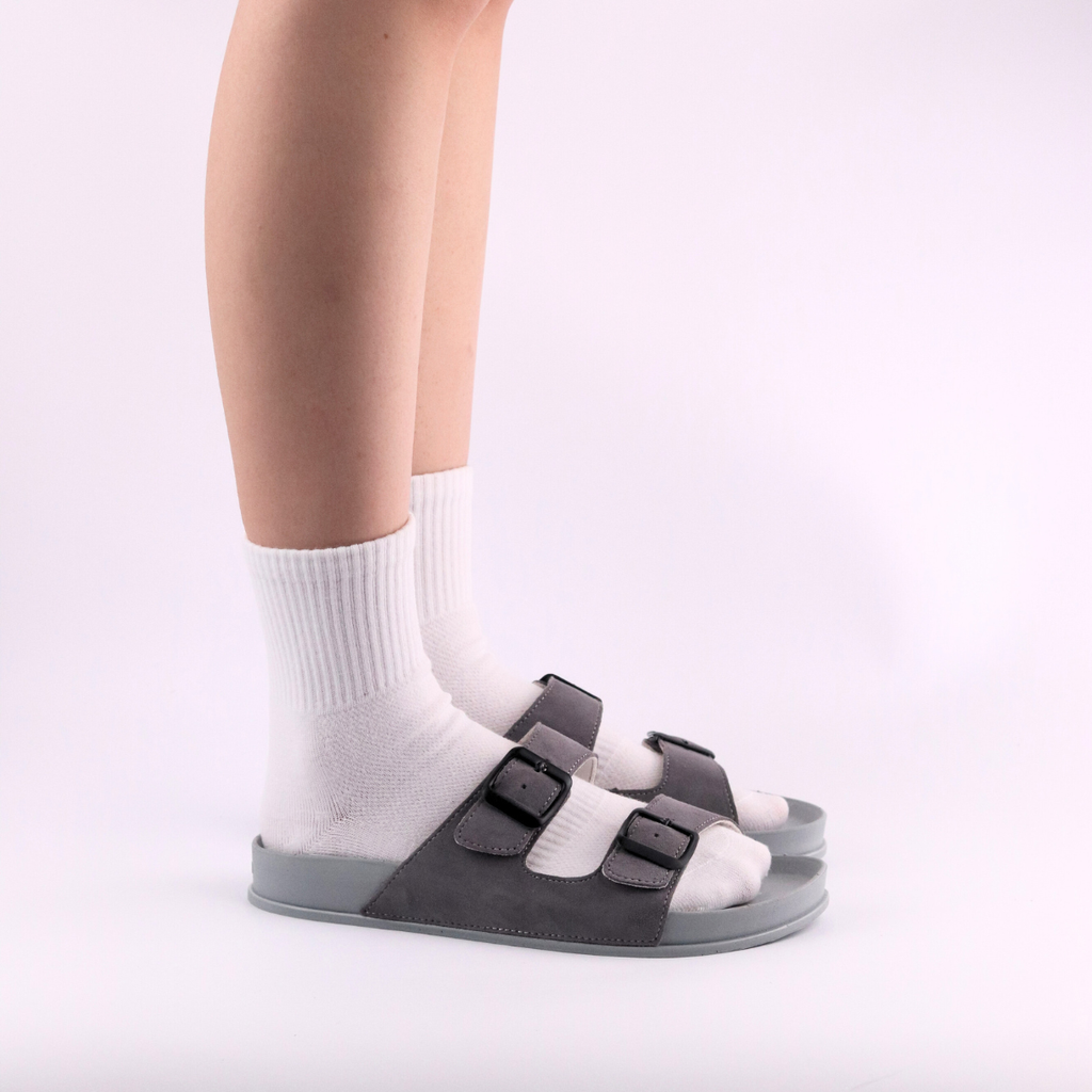Dép quai ngang Da Nubuck 2 Khoá HISHOO D111
