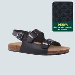 Dép đế trấu Sandal birken quai ngang 2 khoá da bò HISHOO M102