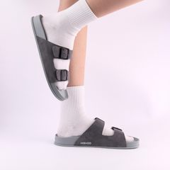 Dép quai ngang Da Nubuck 2 Khoá HISHOO D111
