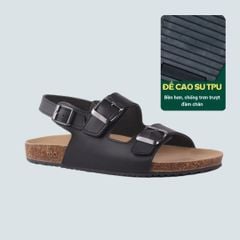 Dép đế trấu Sandal birken quai ngang 2 khoá da bò HISHOO M102