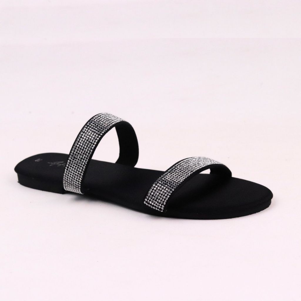 Dép Lê Nữ Đế Bệt Quai Ngang Đính Đá có Bigsize HISHOO S127
