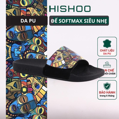 Dép quai ngang da bò Xé dán Mặt Nạ Thổ Dân HISHOO U115