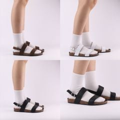 Dép đế trấu Sandal birken quai ngang da bò HISHOO M050