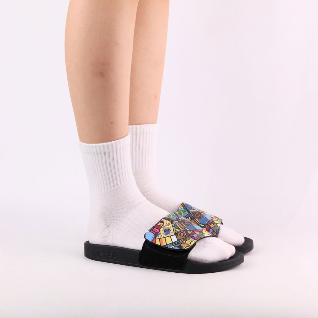 Dép quai ngang da bò Xé dán Mặt Nạ Thổ Dân HISHOO U115