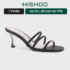 Giày Cao Gót 7cm Nữ Mũi Tròn Quai Mảnh Hishoo S072