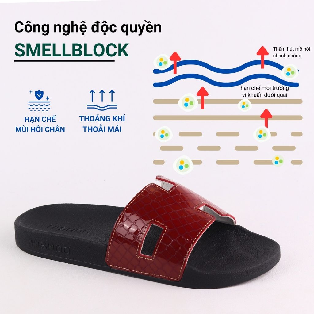 Dép quai ngang Đỏ Vẩy Rồng CHỮ H HISHOO U114