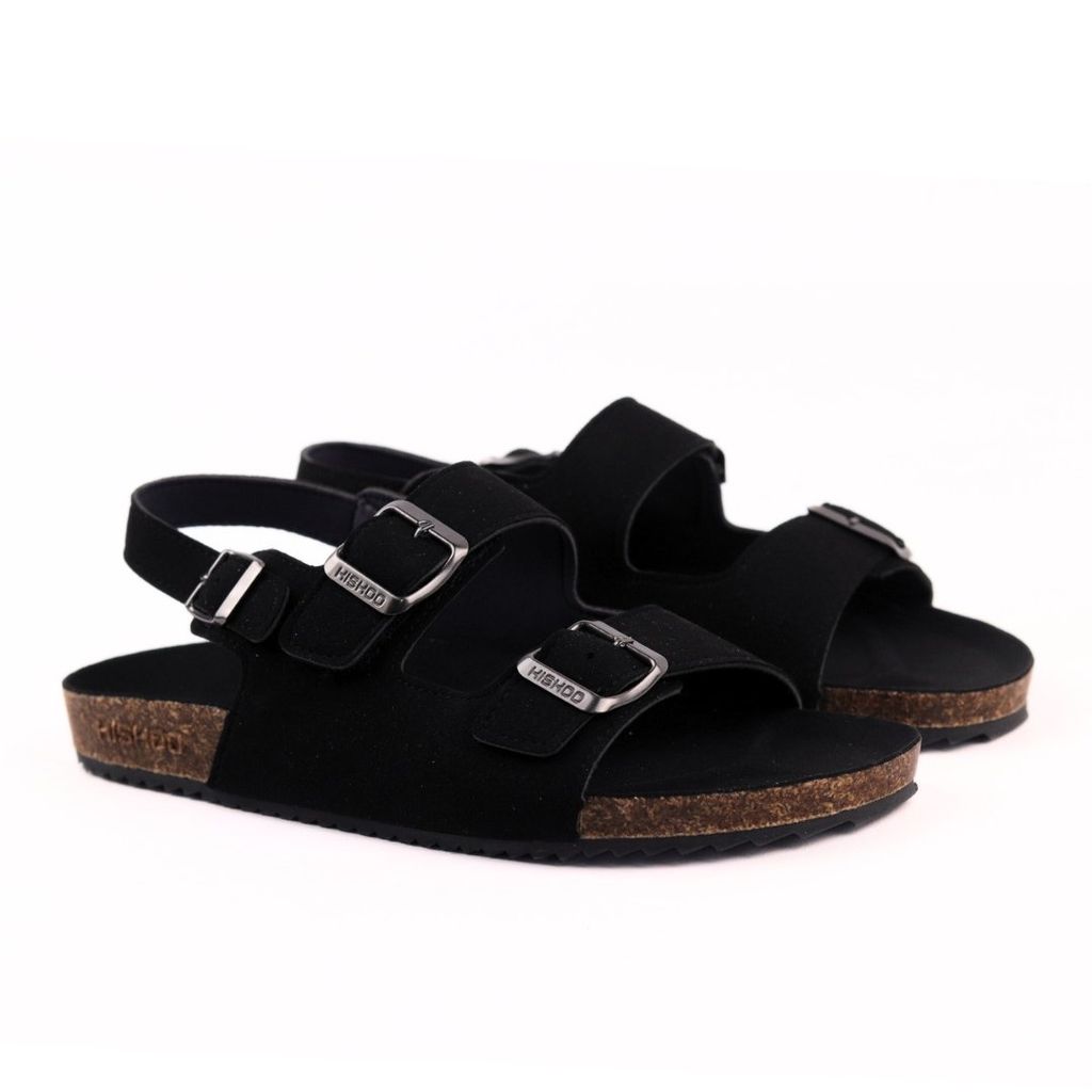 Dép đế trấu Sandal birken 2 khoá da lộn HISHOO R102