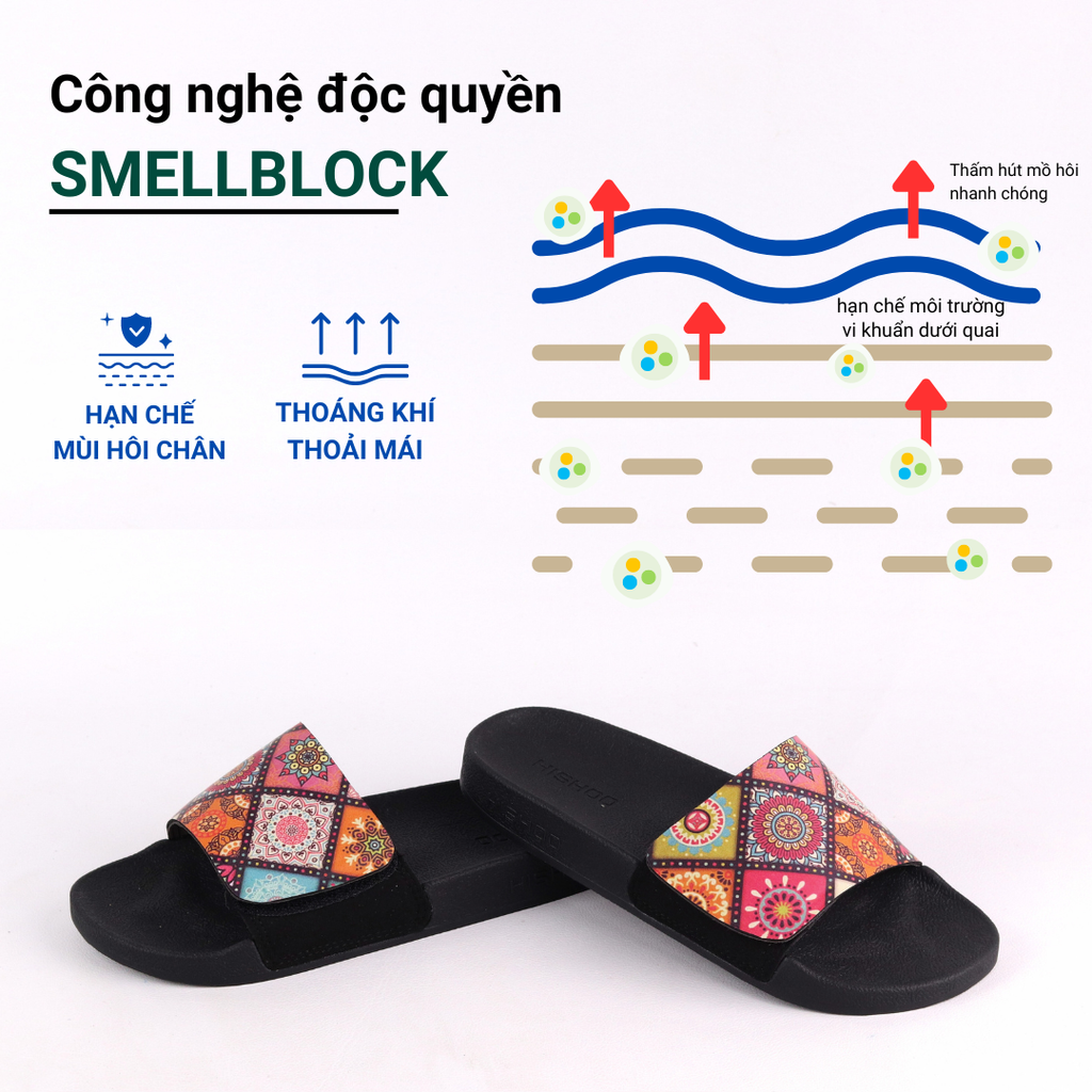 Dép quai ngang da bò Xé dán Gạch Bông HISHOO U115