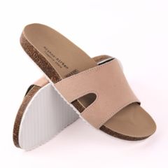 Dép đế trấu birken quai ngang chữ I da lộn HISHOO R100
