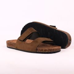 Dép đế trấu birken quai ngang xé dán da lộn HISHOO R105