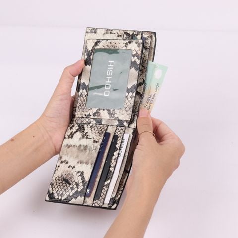 Ví Da Ngang Nam Nữ Đựng Thẻ [DA RẮN] Alpha Da Bò Phụ Kiện Hishoo V005