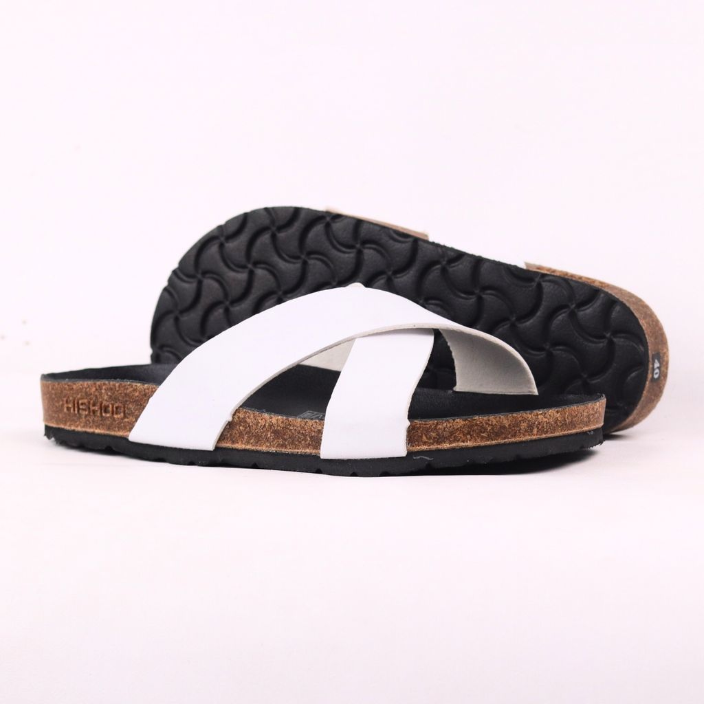 Dép đế trấu birken quai ngang chéo MẶT ĐEN HISHOO S096