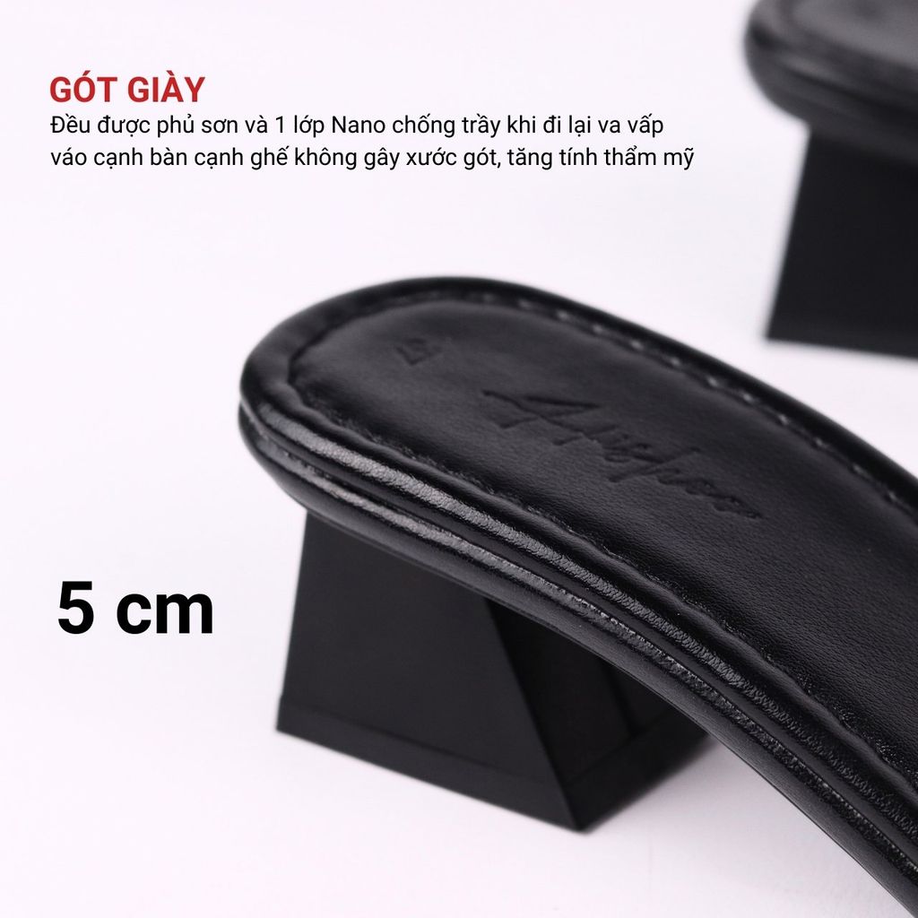 Giày Cao Gót 5cm Đế Vuông Quai Ngang Hishoo S039