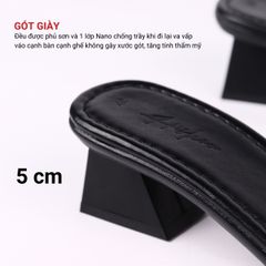 Giày Cao Gót 5cm Đế Vuông Quai Ngang Hishoo S039