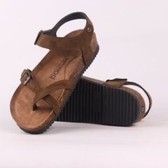 Dép đế trấu birken bé trai bé gái quai ngang sandal xỏ ngón da lộn premium HISHOO H118