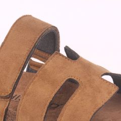 Dép đế trấu birken Chữ H Sandal quai ngang bản, da lộn premium HISHOO H104