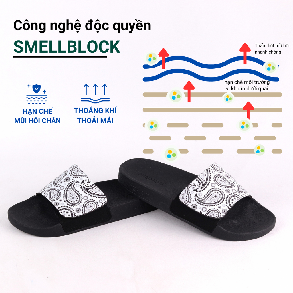 Dép quai ngang da bò Xé dán Bandana Trắng HISHOO U115