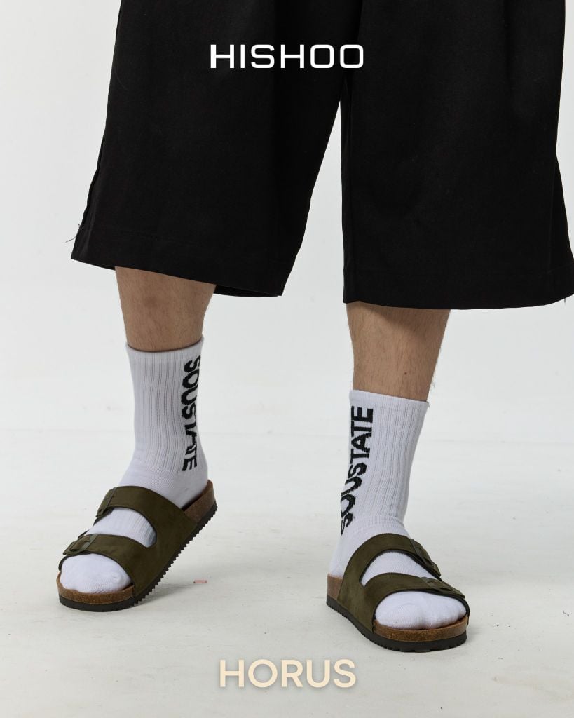 Dép đế trấu birken 2 khoá da lộn premium HISHOO H093